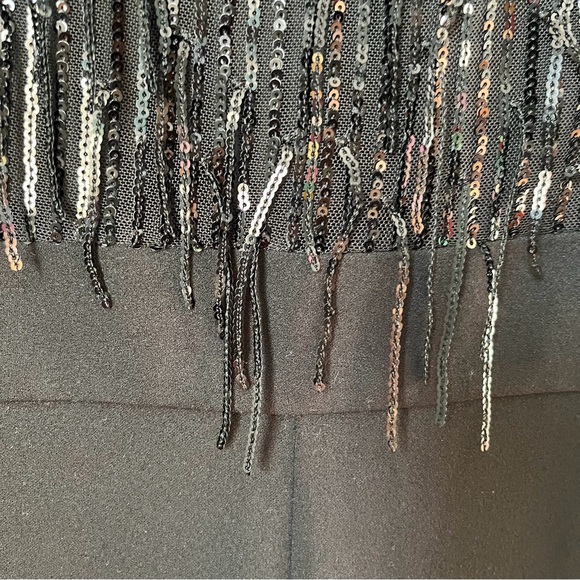 Eliza J Sequin Fringe Long Sleeve Jumpsuit Black 8 Evening Black Tie - Picture 10 of 14